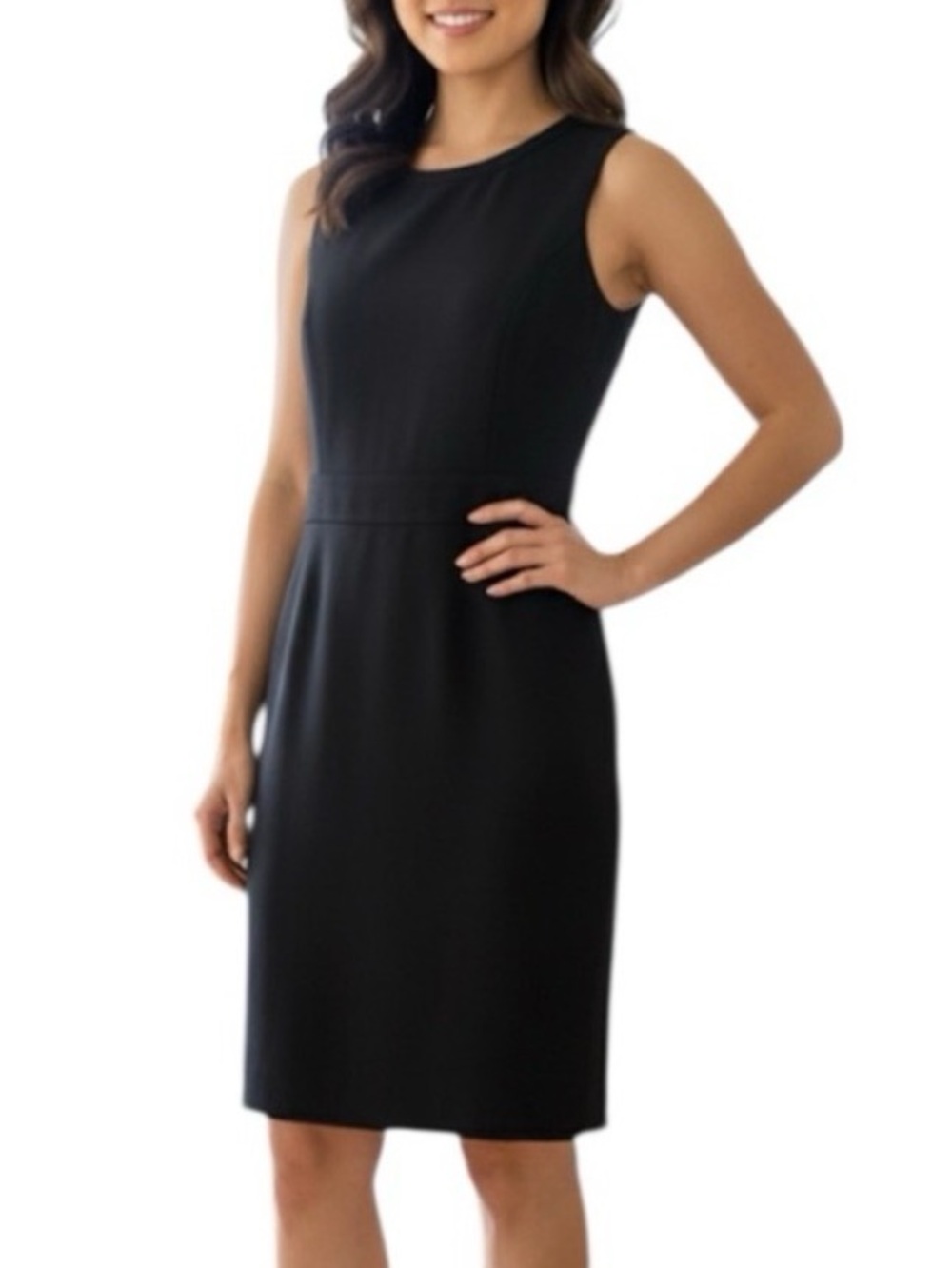 J. Crew Classic Black Sleeveless Sheath Dress Cotton Knit Size 2 Career Cocktail